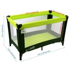 Rest & Play Collection ISafe Rest & Play Luxury Travel Cot/Playpen - Lime (Black/Lime) 120 Cm X 60 Cm Complete With Mattress