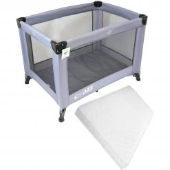 ISafe Roll & Play (96 Cm X 66 Cm) Luxury Travel Cot / Playpen (Grey) + 3 Inch Foam Mattress