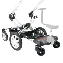 ISafe SegBoard Buggy Board Sit Or Step Pram Board - Swirl To Fit Tutti Bambini Riviera Plus 3 In1 Chrome Travel System (Black/Taupe) Buggy Boards With Saddle