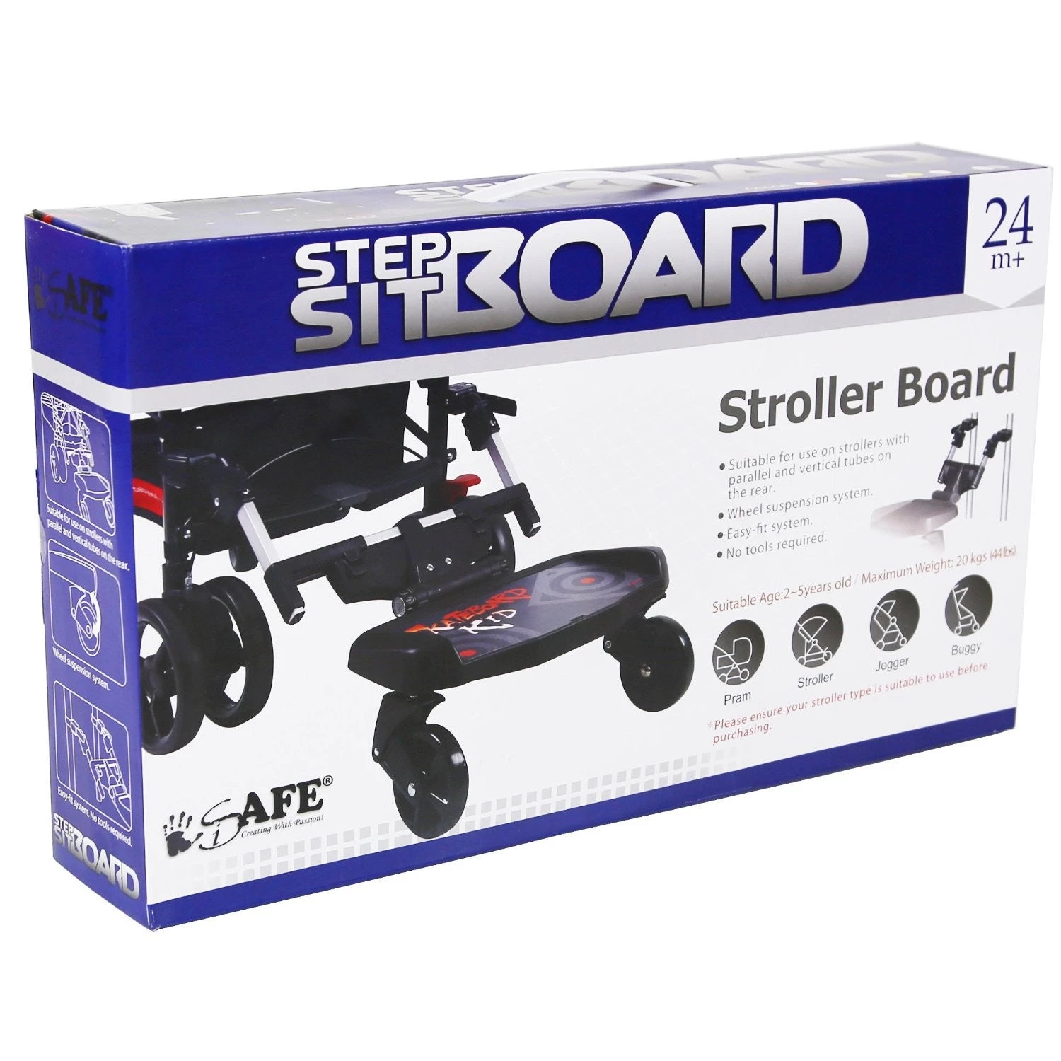 ISafe SegBoard Buggy Board Sit Or Step Pram Board - Splash