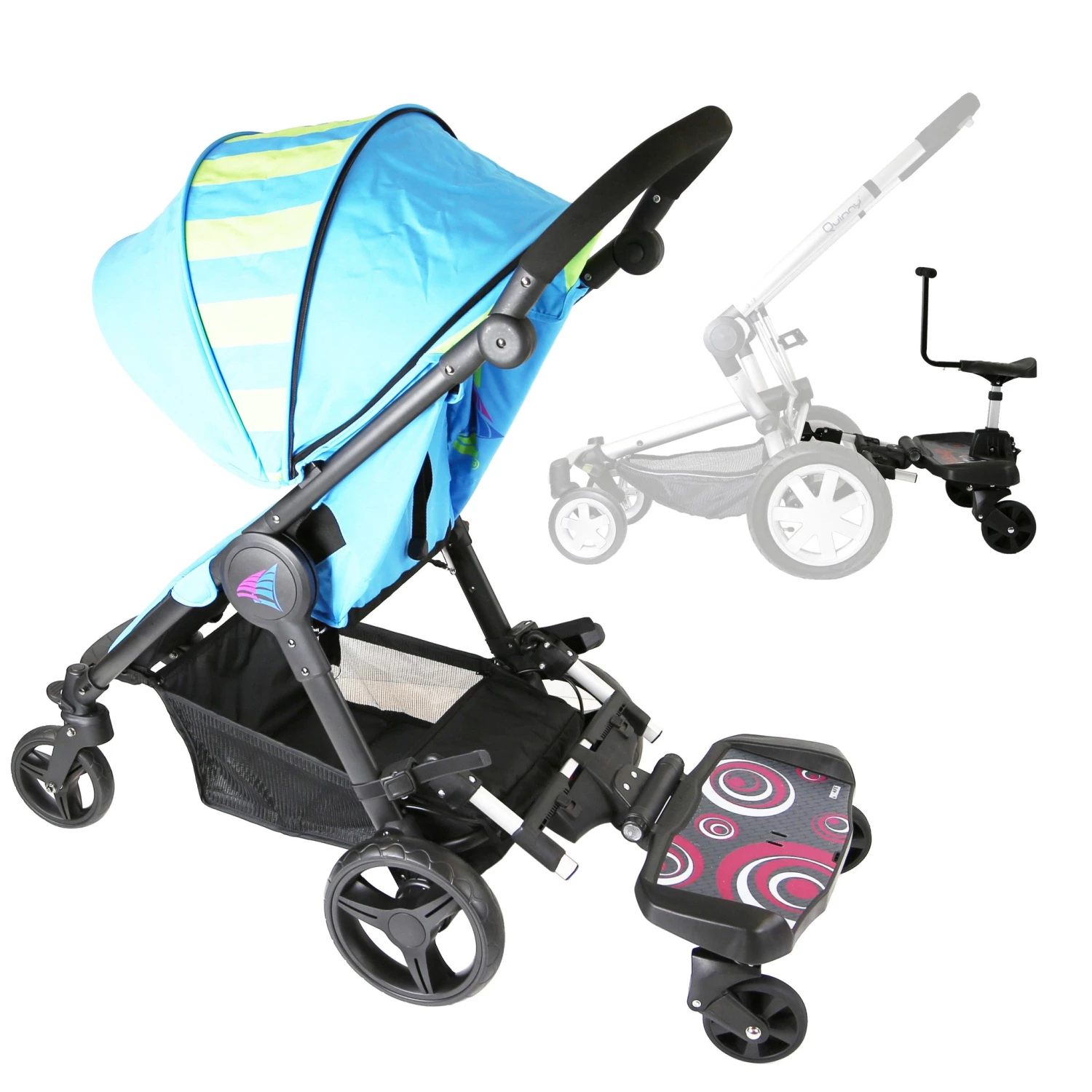 ISafe SegBoard Buggy Board Sit Or Step Pram Board - Swirl Complete With Saddle Seat Buggy Boards With Saddle