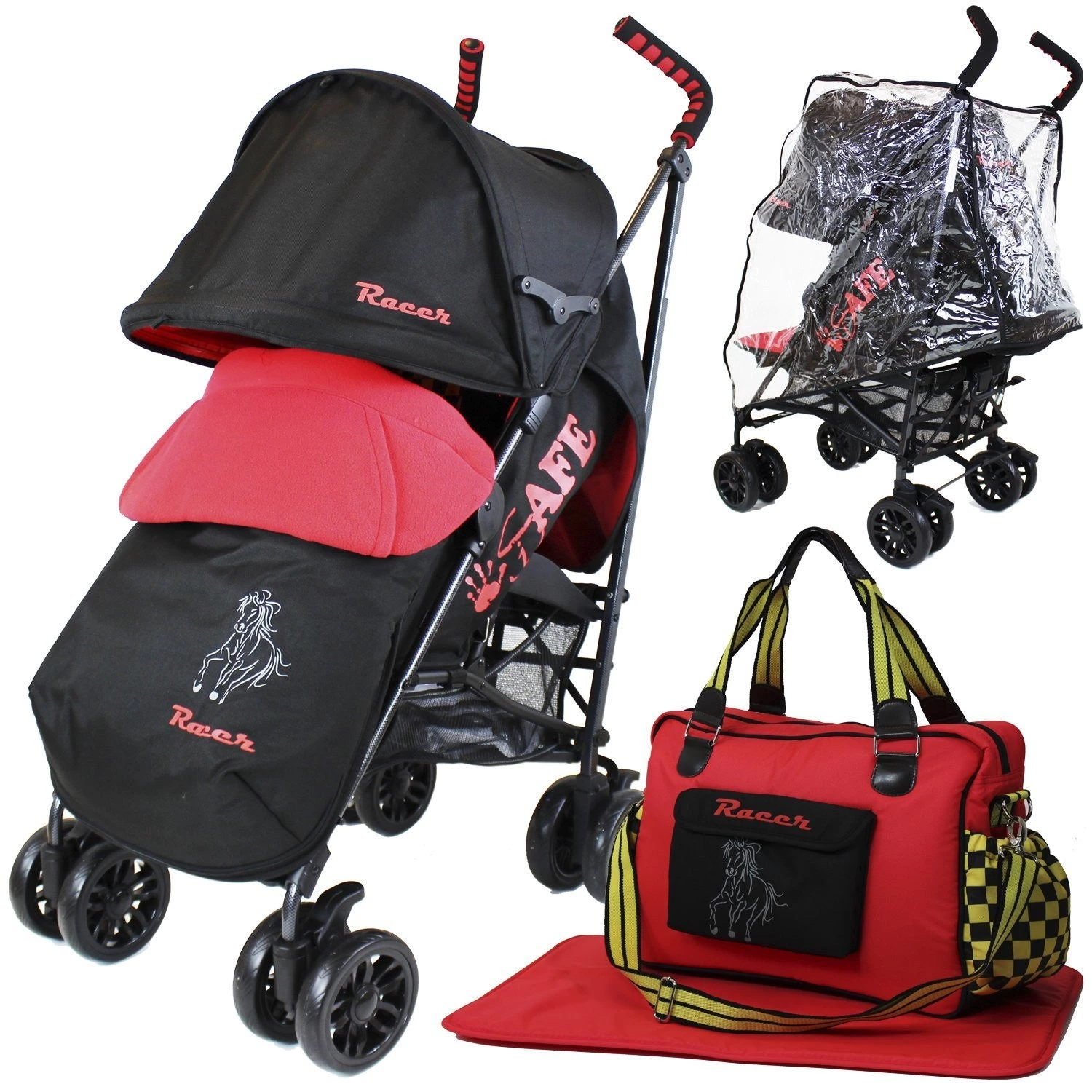 Limited Edition Strollers ISafe Buggy Stroller Pushchair - Racer (Complete With Footmuff, Changing Bag & Rain Cover)