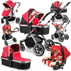 3 In 1 Pram Systems IVogue Apple Luxury 3 In 1 Pram Stroller Travel System (Complete With Carseat) & Raincover