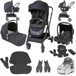 IStyle 3 In 1 Pram Travel System (Black) Including Raincover And Changing Bag 3 In 1 Limited Editions