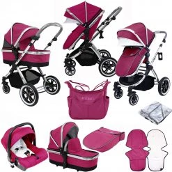 ISafe 3 In 1 Prams IVogue Sienna 3in1 Pram Stroller Travel System With Carseat Changing Bag Raincover (Clearance)