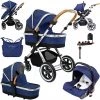 IVogue Royal Blue 3in1 Pram Stroller Travel System (Inc Carseat & Isofix Base & Bag ) 3 In 1 Pram Systems