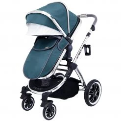 3 In 1 Pram Systems IVogue Teal 3in1 Pram Stroller Travel System With Carseat Changing Bag Raincover
