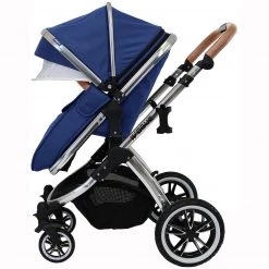 IVogue Royal Blue 3in1 Pram Stroller Travel System (Inc Carseat & Isofix Base)
