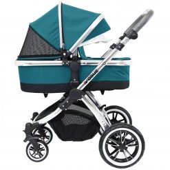 ISafe 3 In 1 Prams IVogue Teal 3 In 1 Pram System Includes (Changing Bag, Car Seat, Isofix Base) (Clearance)