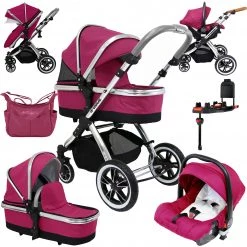 IVogue Sienna 3in1 Pram Stroller Travel System ( Inc Carseat & Isofix Base & Bag )