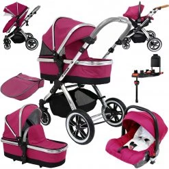 IVogue Sienna 3in1 Pram Stroller Travel System Carseat Isofix Base Changing Bag Raincover (Clearance)