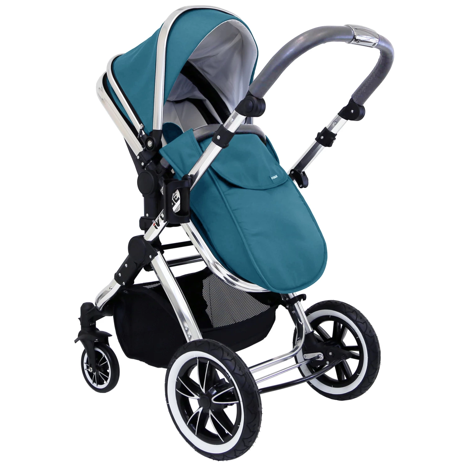 IVogue Teal 3 In 1 Pram System Includes (Changing Bag, Car Seat, Isofix Base, Parent Console) ISafe 3 In 1 Prams