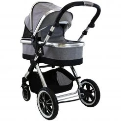 IVogue Grey Luxury 3in1 Pram (Isofix Base + Changing Bag + Car Seat Included)