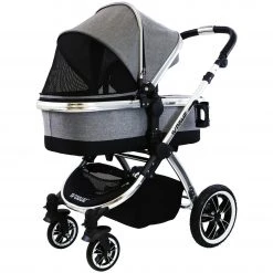 IVogue Grey Luxury 3in1 Pram Stroller Travel System