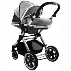 3 In 1 Pram Systems IVogue Grey Luxury 3in1 Pram Stroller Travel System (Car Seat Included)