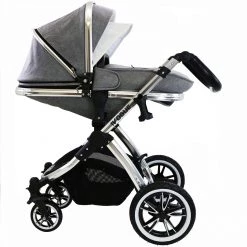 IVogue Grey Luxury 3in1 Pram (Isofix Base + Changing Bag + Car Seat Included)