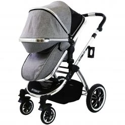 3 In 1 Pram Systems IVogue Grey Luxury 3in1 Pram Stroller Travel System (Car Seat Included)