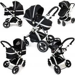 2 IN 1 Prams ISafe 3 IN 1 Pram Travel System (BLACK)