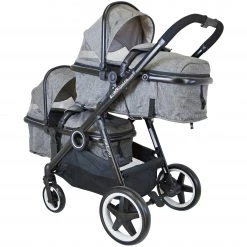 ISafe Tandem Double Pram Travel System - Harmony + X2 Carseat + X2 Isofix Base + Bag