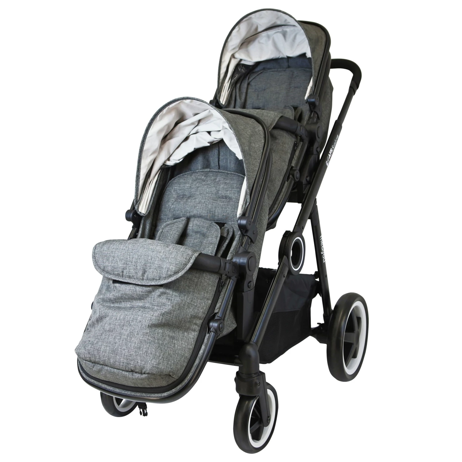 ISafe Tandem Double Pram Travel System - Harmony + X2 Carseat + X2 Isofix Base + Bag