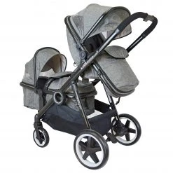 Tandems ISafe Tandem Double Pram Travel System - Harmony + Carseat + Bag