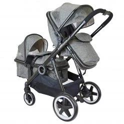 ISafe Tandem Double Pram Travel System - Harmony + Carseat + Isofix Base + Bag Tandems