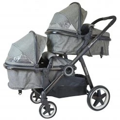 ISafe Tandem Double Pram Travel System - Harmony + X2 Carseats + Bag Tandems