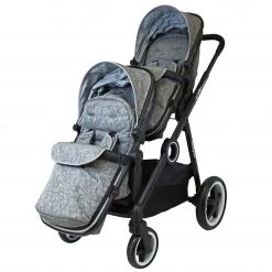 ISafe Tandem Double Pram Travel System - Silver Mist Tandems