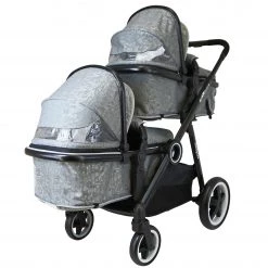 Sale Now On Save 50% ISafe Tandem Double Pram Travel System - Silver Mist