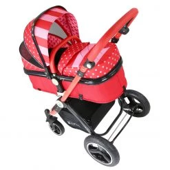 2 IN 1 Prams ISafe Baby Pram System 2in1 - Bow Dots Complete With Bedding & Rain Cover