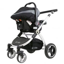 ISafe 3 In 1 Pram Travel System Grey (With ISOFIX Base, Car Seat, Footmuff, Carseat Footmuff, Rain Covers) 3 In 1 Pram Systems