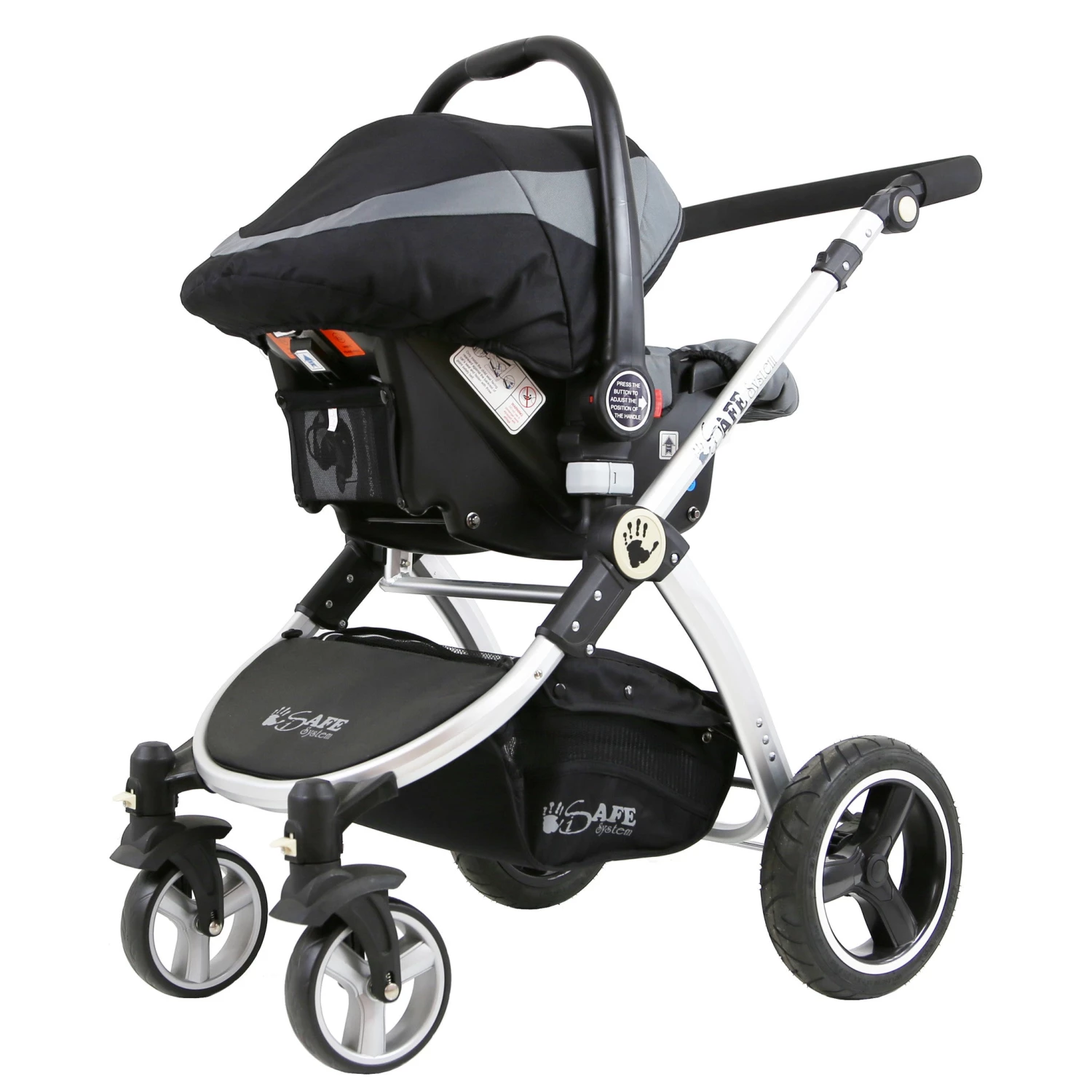 ISafe 3 In 1 Pram Travel System Grey (With ISOFIX Base, Car Seat, Footmuff, Carseat Footmuff, Rain Covers) 3 In 1 Pram Systems