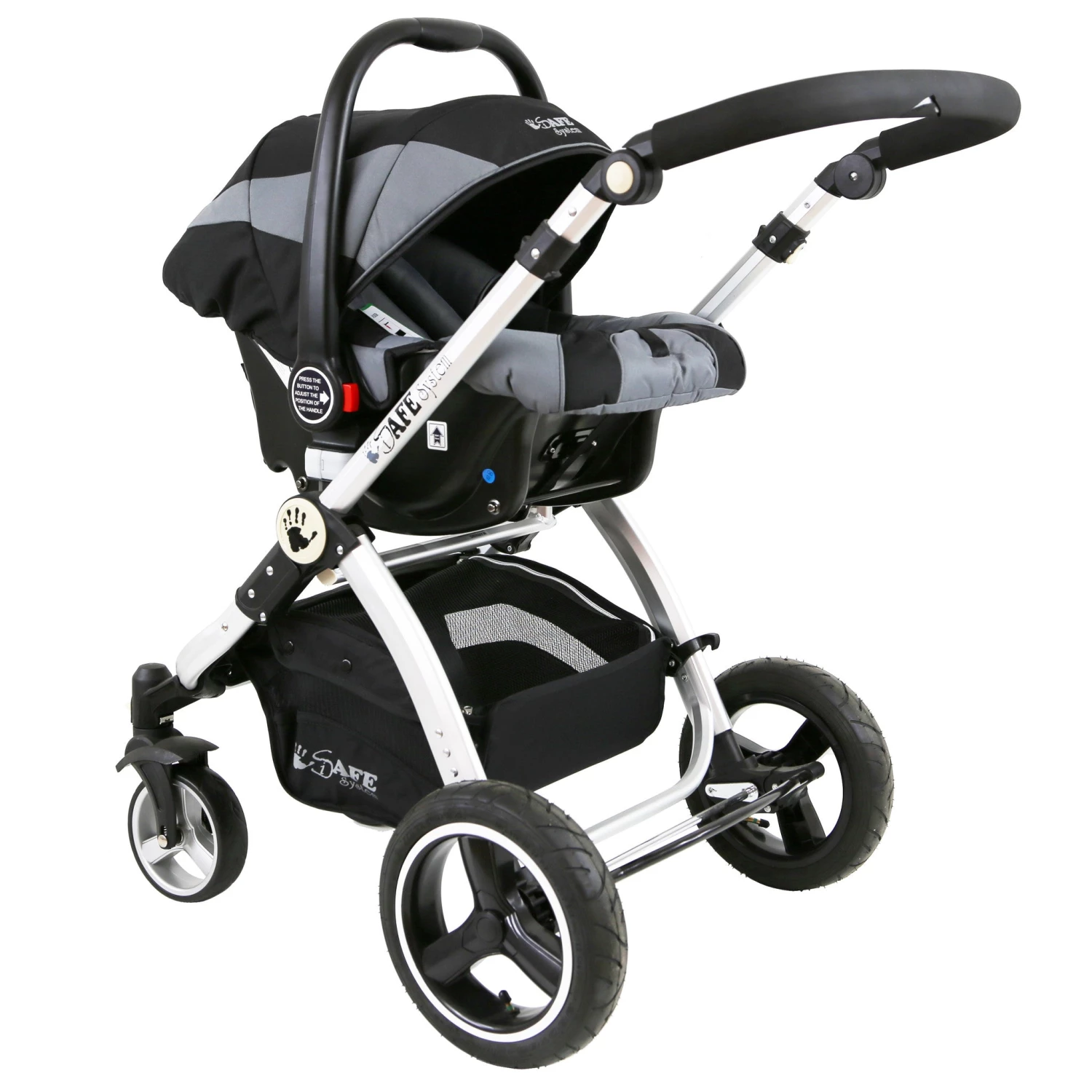 ISafe I-Safe System - Grey Trio Travel System Pram & Luxury Stroller 3 In 1 Complete With Car Seat + Footmuff + Carseat Footmuff + Rain Covers 3 In 1 Pram Systems