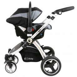 ISafe I-Safe System - Grey Trio Travel System Pram & Luxury Stroller 3 In 1 Complete With Car Seat + Rain Covers 3 In 1 Pram Systems