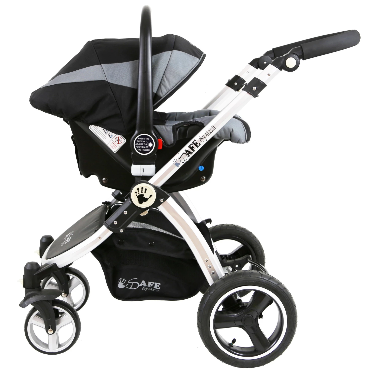 ISafe I-Safe System - Grey Trio Travel System Pram & Luxury Stroller 3 In 1 Complete With Car Seat + Footmuff + Carseat Footmuff + Rain Covers 3 In 1 Pram Systems