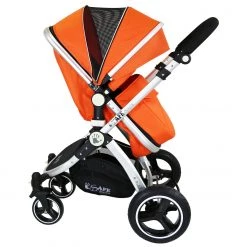 ISafe I-Safe System - Orange Trio Travel System Pram & Luxury Stroller 3 In 1 Complete With Car Seat