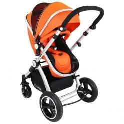 ISafe I-Safe System - Orange Trio Travel System Pram & Luxury Stroller 3 In 1 Complete With Car Seat