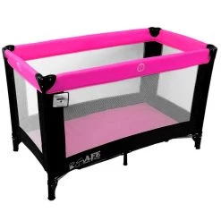SALE!!! ISafe Rest & Play Luxury Travel Cot/Playpen - Raspberry (Black/Pink) 120 Cm X 60 Cm Rest & Play Collection