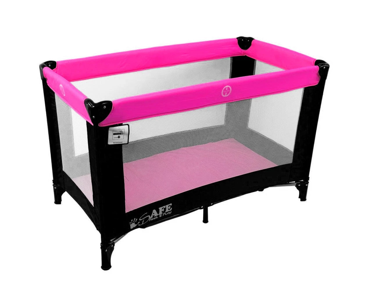 SALE!!! ISafe Rest & Play Luxury Travel Cot/Playpen - Raspberry (Black/Pink) 120 Cm X 60 Cm Rest & Play Collection
