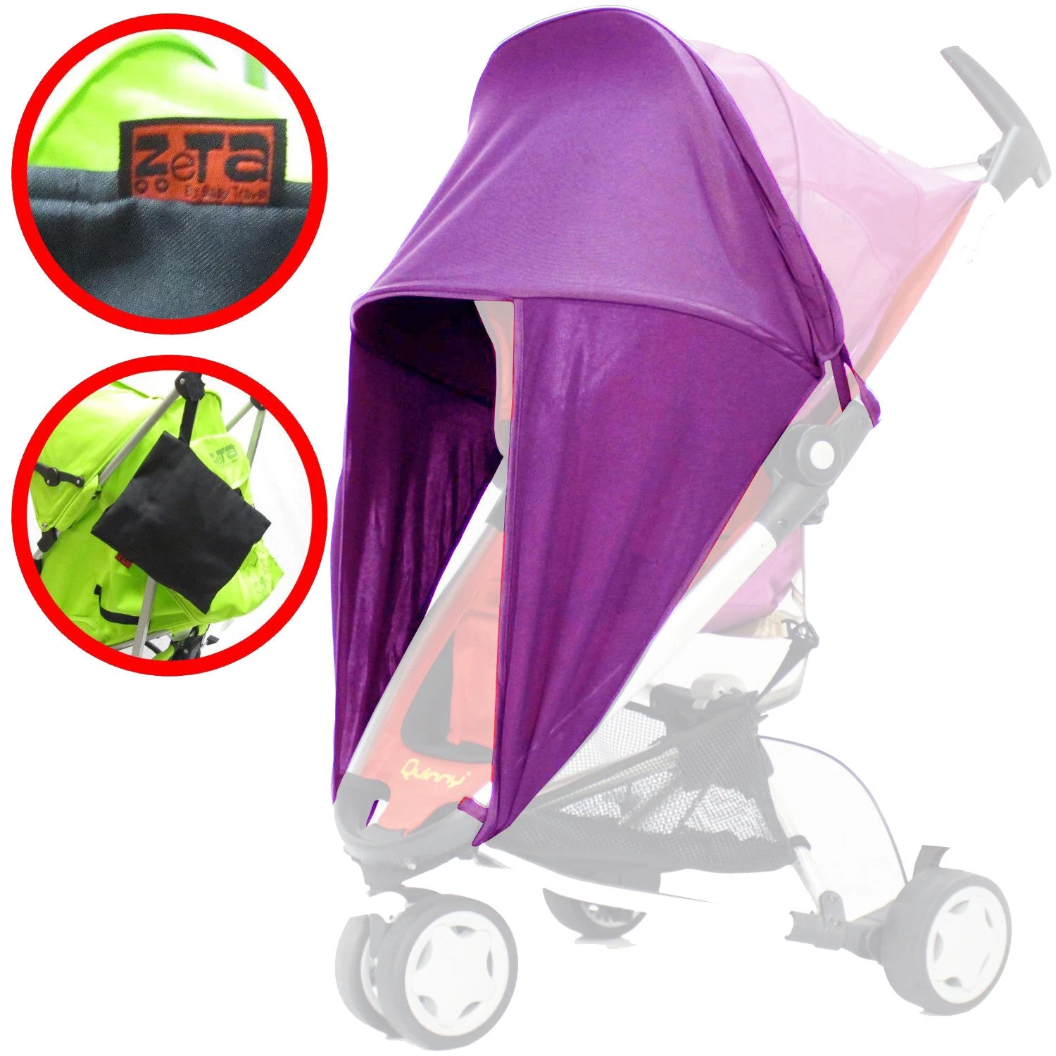 Sunny Sail Universal Quinny Zapp Buggy Pram Stroller Shade Parasol Substitute Accessories - Raincovers