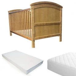 ISafe Cot Bed Toddler Bed - Liam (Antique) With Sprung Mattress