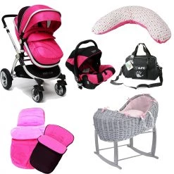 SALE Bundle Deals ISafe Pink 3 In 1 Bundle Package, Including Noah Pod + Nursing Pillow + Bag + Footmuffs