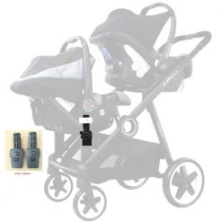 ISafe Tandem Double Pram Travel System - Harmony + Carseat + Isofix Base + Bag Tandems