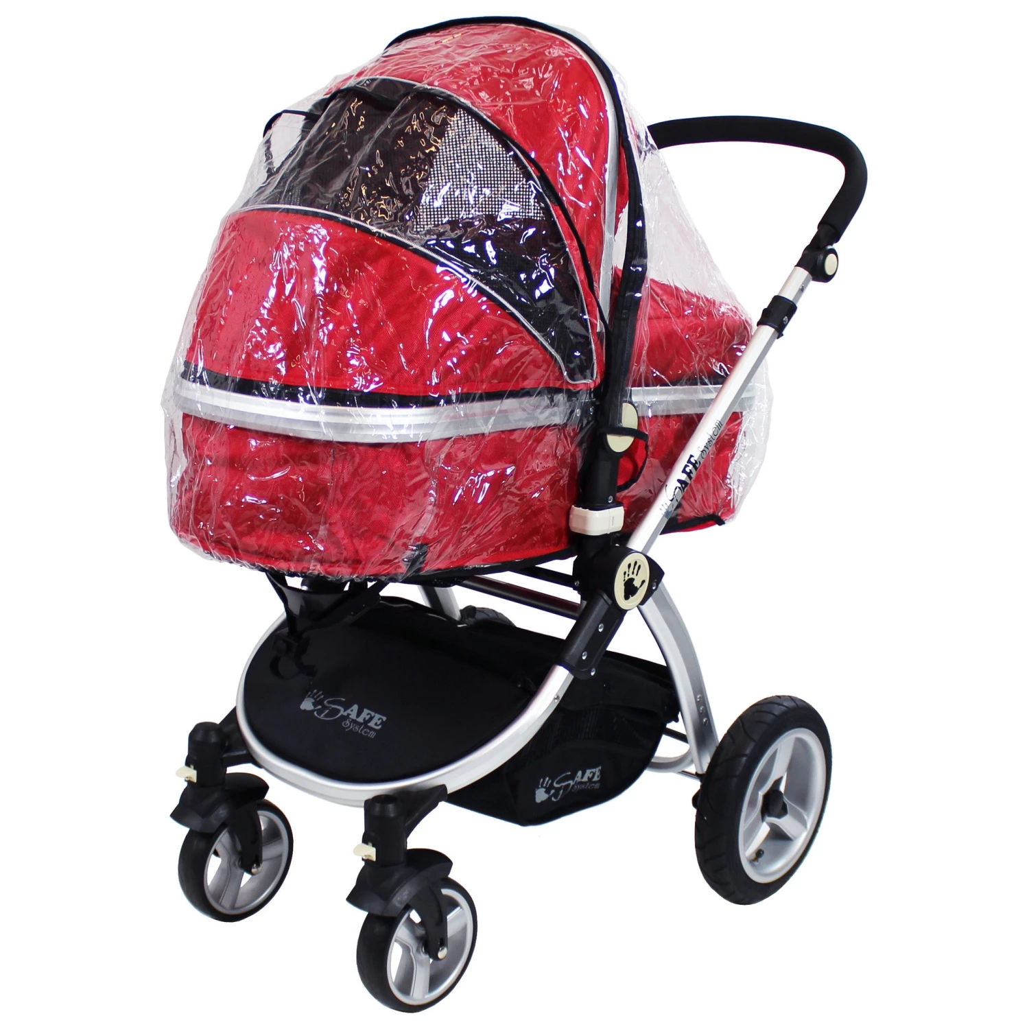 ISafe I-Safe System - Bow Dots Trio Travel System Pram & Luxury Stroller 3 In 1 Complete With Car Seat, Base, Bag, Bedding,Console Rain Covers & Foot Muffs 3 In 1 Limited Editions