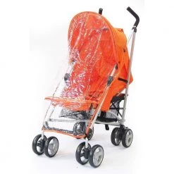 Zeta Vooom - Orange With Large Padded Footmuff, Changing Bag, Console + Cover Holiday Strollers